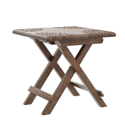 Tribe Azure Fair Trade Small Altar Table, Meditation Altar, Puja, Wood Wiccan Altar Table Buddhist, Tea Japanese, Small Low Side Table Dragon (Folding Small Floral) - size: Small Folding Floral