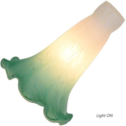 Bieye LS08S Lily Flower Blown Glass Lampshade (White Cyan, Opening I.D. 0.87" x O.D. 1") - color: White Cyan, size: Small I.D. 0.87" x O.D. 1"