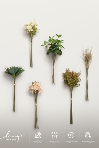 Ling's moment Artificial Flower Greenery Combo, Faux Floral Stems, 66pcs - color: Grn- Early Autumn in Olive Green