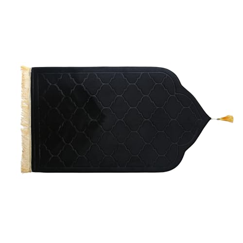 JE JOUE Prayer Rug Muslim Mat Islamic - Thickening Sponge Muslim Rug for Men Women Eid Travel Ramadan, Soft Luxury Great for Knees and Forehead （Black） - color: Black