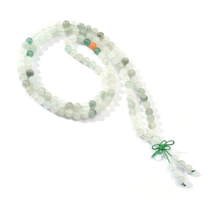 108 Mala Beads Stretch Bracelet 6mm Natural Gemstone Prayer Beaded Necklace - color: TianShan Jade