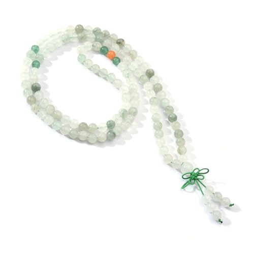 108 Mala Beads Stretch Bracelet 6mm Natural Gemstone Prayer Beaded Necklace - color: TianShan Jade