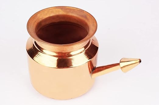 Traveller's Neti Lota Ramjhara Prayer Kalash Pure Copper Traditional Hindu Pooja Item Pot with Copper