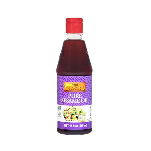 Lee Kum Kee Pure Sesame Oil (15 oz - 1 Pack), Gluten Free, Vegan, Kosher, Non-GE Ingredients, Delightful Aroma, Perfect for Marinades, Drizzling, Seasonings, and Stir-Frying - size: 15 Ounce (Pack of 1)