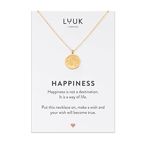 LUUK LIFESTYLE Dainty Stainless Steel Pendant Necklaces Silver Gold Rose - color: Gold, size: Mountain