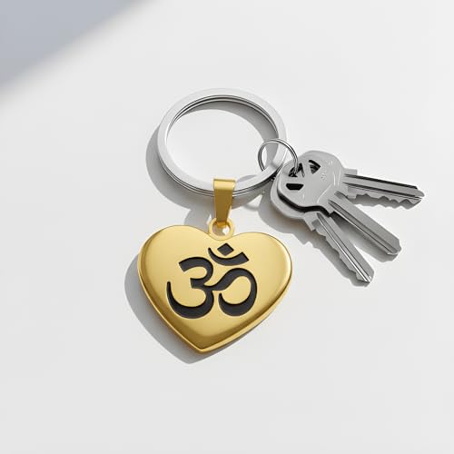 1" Stainless Steel Necklace Charms | Third Eye Vision | Peace Symbol | Finding Your Self | Yin & Yang | Moon Cat | Turtle Power | Flower of Life | | OM | Mystical Spiritual Protection, for Men & Women - style: OM Heart Gold