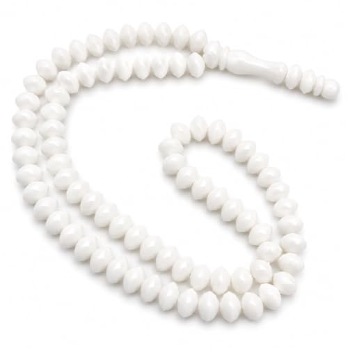 50 Pack Islamic Prayer Beads, 99 Bead Muslim Tasbih Bulk Set for Wedding Favors, Ramadan Gifts & Mosque Supplies (White)