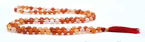 Amazing Gemstone Carnelian Mala Beads - 108 Prayer Beads for Meditation and Mindfulness Practice, Handcrafted Mala Beads with Natural Gemstones for Spiritual Healing and Relaxation (Knotted) - color: Carnelian, style: Knotted