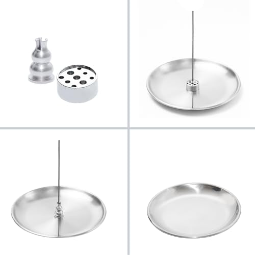 3 in 1 Incense Burner, 5.51 Inch Incense Holder Set - color: Silver, size: 3 in 1