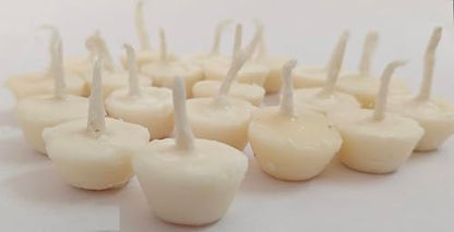 Cow Ghee Diya Batti Cotton Wicks | Wax Free | Cow Ghee Diya | Puja Item | Long-Lasting & Aromatic Diya | Temple Church Gurudwara | Clean-Burning (Ghee Wicks Pack of 25) - size: Ghee Wicks Pack of 25