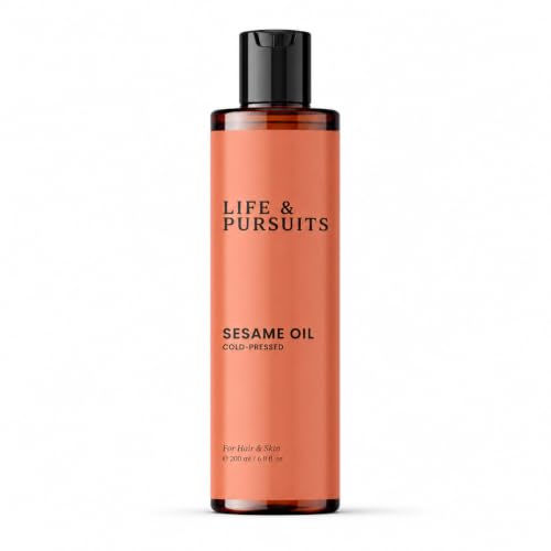 Life & Pursuits 100% Cold-Pressed Unrefined Sesame Oil - Nourishing Oil for Hair and Skin, Promotes Radiance, Moisture, and Healthy Growth for Men & Women (6.76 Fl Oz) - style: Sesame Oil - 6.8 fl oz