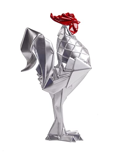 Rooster Sculpture Statue Animal Figurine Modern Decor 12.2 Inch - color: Silver