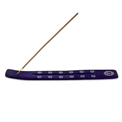 Bless-International Traditional-Handmade-Burner Wooden-Incense-Stick-Holder Ash-Catcher-Stand for-Aromatherapy-Meditation-Yoga (Heavens Blue) 10 Inches, Pack of 1 - color: Heavens Blue,10 Inch, size: One Holder