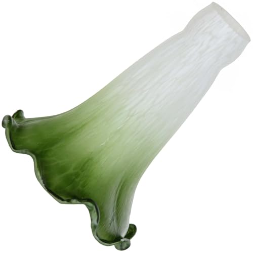 Bieye LS05S Lily Flower Blown Glass Lampshade (White Green, Opening I.D. 0.87" x O.D. 1") - color: White Green, size: Small I.D. 0.87" x O.D. 1"