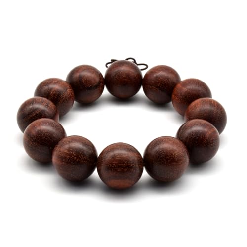 Zen Dear Unisex Natural African Blood Red Sandalwood Bracelet Prayer Beads Tibetan Buddhism Meditation Mala Bead Necklace Yoga - style: 20mm 12 Beads