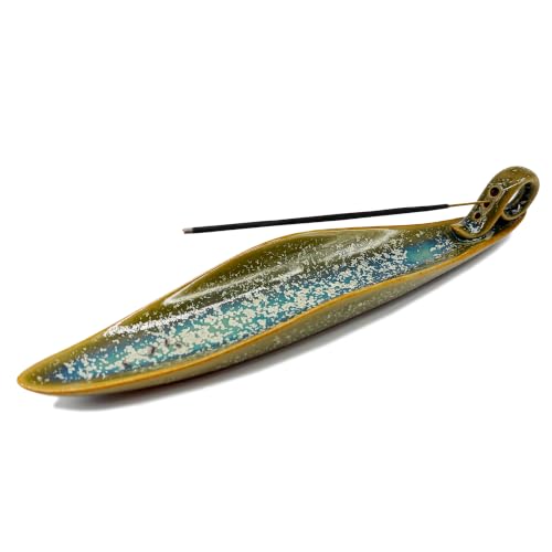 9" Length Incense Stick Holder with 3 Holes, White Porcelain Incense Tray Ash Cather for Spa, Meditation Room, Yoga, Home, Office (Ash Blue Violet) - color: Ash Blue Violet
