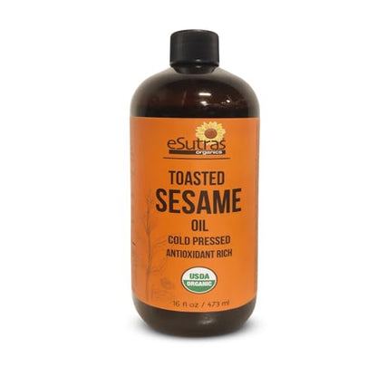 Toasted Sesame Oil Organic 16 Oz Artisanal, Great for Stir Fry, Curries Noodles, or As A Marinade