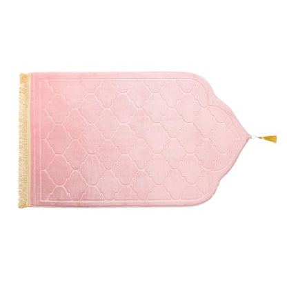 JE JOUE Prayer Rug Muslim Mat Islamic - Thickening Sponge Muslim Rug for Men Women Eid Travel Ramadan, Soft Luxury Great for Knees and Forehead （Pink） - color: Pink