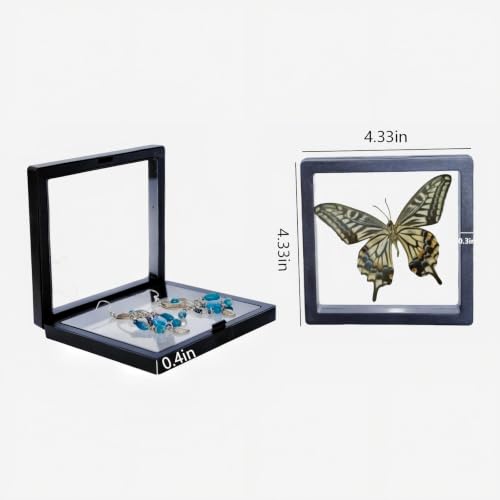 20Pcs Floating Frame Display Case——BSELUTNGY 3D Floating Display Case 4.33 Inches Black is Perfect for Preserving and Displaying Jewelry, Coins, Badges, Specimens and Various Collectible - size: 4.33in*4.33in
