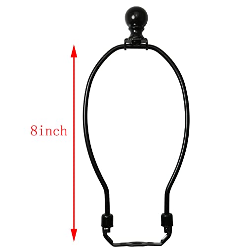 8 Inch Lamp Harp Holder with 1-1/2 Inch Lamp Finial Oil Rubbed Black Steel Ball Knob Lamp Shade Finial for Table and Floor Lamps, Black - size: 8 Inch