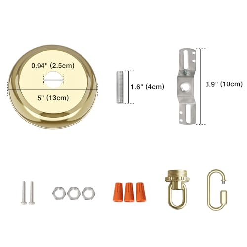 10 Feet Heavy Duty Gold Chain with 5" Light Canopy Kit for Chandelier, Swag Light Kit Light Fixture Mounting Bracket for Hanging Light,L0019 - color: Gold 10 Ft Chain with 5" Canopy