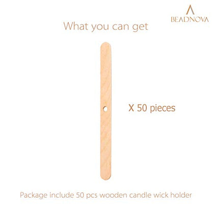 BEADNOVA Candle Wick Holders for Candle Making Wooden Wick Holder 50 pcs Centering Device Bar for DIY Making - color: 50pcs