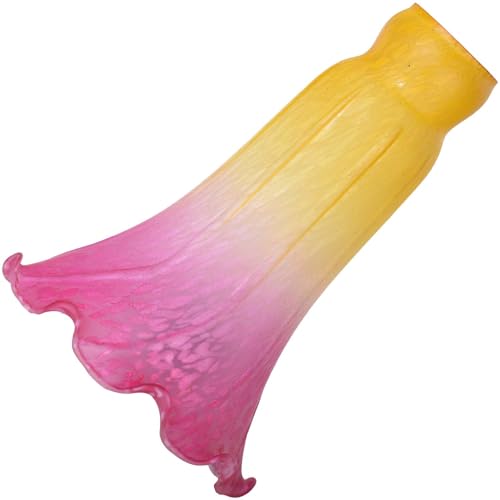 Bieye LS12 Lily Flower Blown Glass Lampshade (Yellow Pink, Opening I.D. 1.26" x O.D. 1.5") - color: Yellow Pink, size: Large I.D. 1.26" x O.D. 1.5"