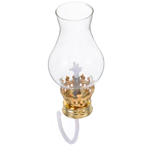 ULTECHNOVO Kerosene Lamp Holder with Wick Adjuster Vintage Oil Lamp Parts Glass Chimney Replacement Chimney for Indoor Home Decor Hurricane Lighting Emergency Use 4.13 X 1.96 X 1.96 in - color: Golden