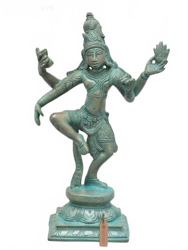 Exotic India Dancing Lord Shiva Nataraja Brass Statue | Shiva Idol | Hindu God Statue for Home Temple & Pooja Décor