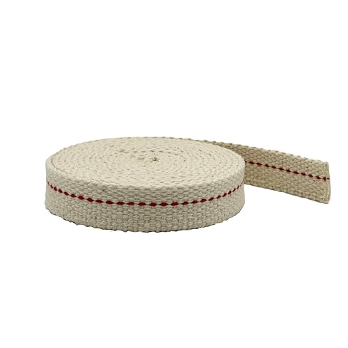 Light of Mine - 5/8" Inch 6' Foot, 100% Cotton Flat Wick for Paraffin Oil, Kerosene Based Lanterns, and Oil Lamps with Genuine Red Stitch (5/8" - 6' Roll) - size: 5/8" 6 foot - 1 Pack