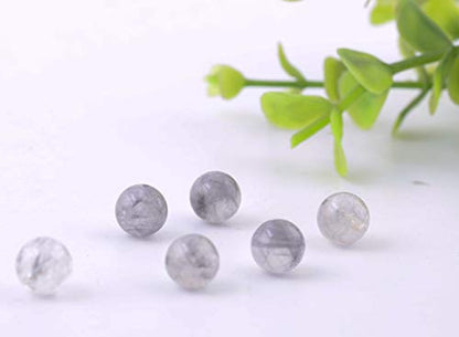 Natural Stone Beads 100pcs Round Genuine Real Stone Beading Loose Gemstones Hole Size 1mm DIY Smooth Bead for Bracelet Necklace Earrings Jewelry Making (Gloud Grey Quartz, 8mm) - color: Gloud Grey Quartz, size: 8mm