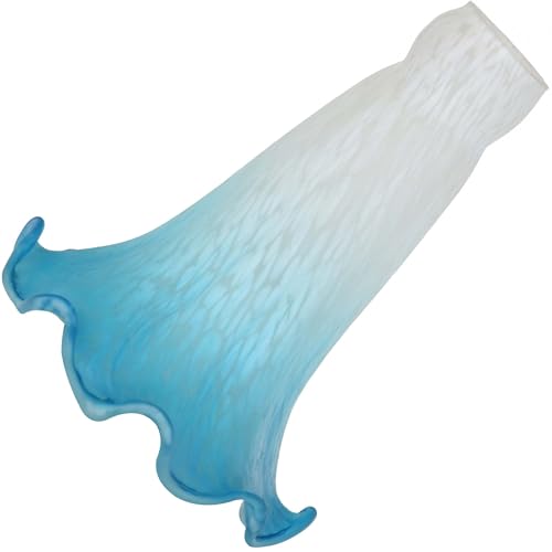 Bieye LS04S Lily Flower Blown Glass Lampshade (White Blue, Opening I.D. 0.87" x O.D. 1") - color: White Blue, size: Small I.D. 0.87" x O.D. 1"