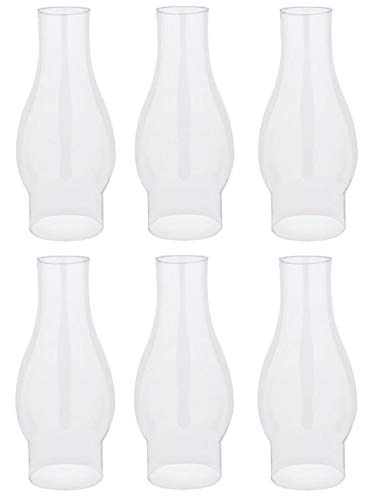 Ciata Oil Lamp, Glass, Victorian Hurricane Chimney Lamp Globe Replacement, 8-1/2 Inch Handblown Clear Glass Chimney Lamp Shade with 3 Inch Fitter and 4 Inch Bulge - 6 Pack - color: Clear - 6 Pack, size: 3 Inch - 8-1/2 Inch
