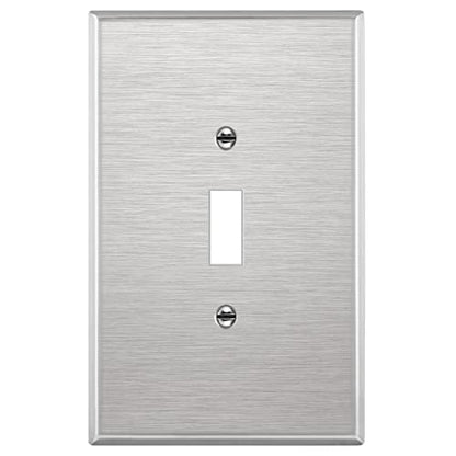 ENERLITES Toggle Light Switch Metal Wall Plate, Over Size 1-Gang, Silver - color: Stainless Steel, size: Oversize