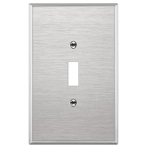 ENERLITES Toggle Light Switch Metal Wall Plate, Over Size 1-Gang, Silver - color: Stainless Steel, size: Oversize