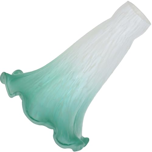 Bieye LS08S Lily Flower Blown Glass Lampshade (White Cyan, Opening I.D. 0.87" x O.D. 1") - color: White Cyan, size: Small I.D. 0.87" x O.D. 1"
