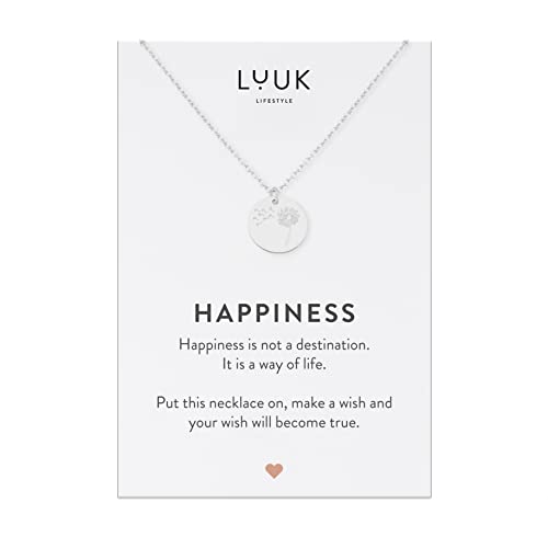 LUUK LIFESTYLE Dainty Stainless Steel Pendant Necklaces Silver Gold Rose - color: Silver, size: Dandelion
