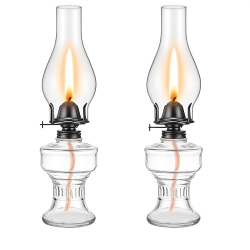 2 Pcs Oil Lamps for Indoor Use, Hurricane Kerosene Lamp, Transparent - color: Transparent