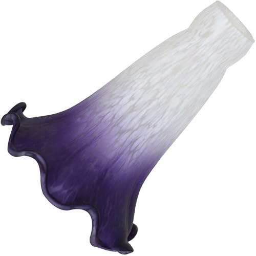 Bieye LS102S Lily Flower Blown Glass Lampshade (White Indigo, Opening I.D. 0.87" x O.D. 1") - color: White Indigo, size: Small I.D. 0.87" x O.D. 1"
