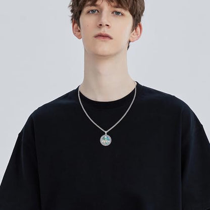 Coexist Necklace 925 Sterling Silver Yin Yang/Star of David Pendant World Religions Harmony Necklace Religion Jewelry Gift for Men - style: Lilith