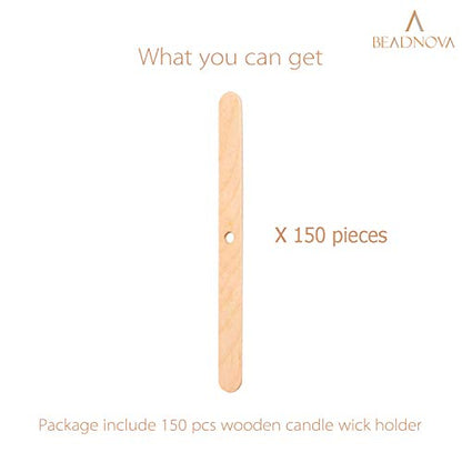 BEADNOVA Candle Wick Holders for Candle Making Wooden Wick Holder Centering Device Bar for DIY and Making (150 pcs) - color: 150pcs