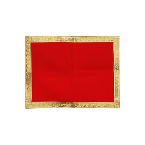 Set of 5 Mat Aasan Pooja Cloth God Idol Puja Temple Altar Cloth (7"X10") - color: Red, Green, Yellow, Blue and Marron