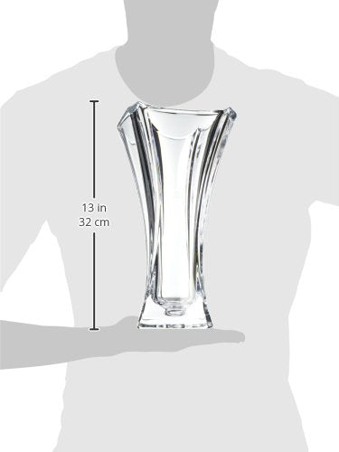 Galway Crystal 12-Inch Dune Waisted Vase, Clear Glass Flower Vase for Roses, Hydrangeas and Peonies, Elegant Home Decor Gift Box