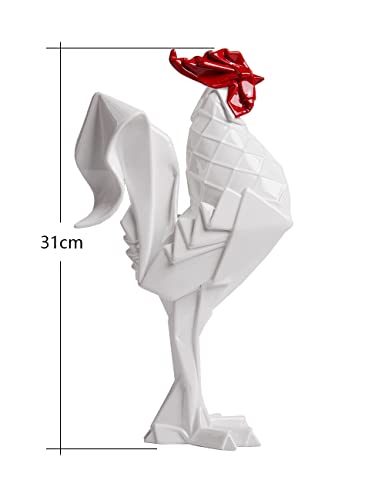Rooster Sculpture Statue Animal Figurine Modern Decor 12.2 Inch - color: White