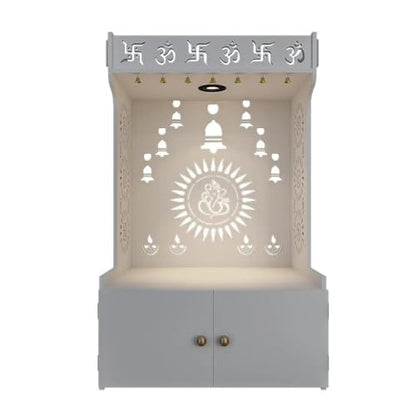 Divine Wooden Home Temple with Spacious Shelf inbuilt Focus Light Large DIY (DO-IT-Yourself) White - color: White1, size: Large