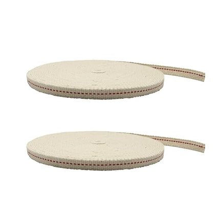 Light of Mine - 3/8" Inch 33' Foot, 100% Cotton Flat Wick - 2 Pack for Paraffin Oil, Kerosene Based Lanterns, and Oil Lamps with Genuine Red Stitch (3/8" - 33' Roll, 2pk) - size: 3/8" 33 foot - 2 Pack