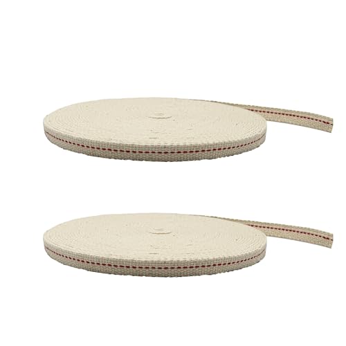 Light of Mine - 3/8" Inch 33' Foot, 100% Cotton Flat Wick - 2 Pack for Paraffin Oil, Kerosene Based Lanterns, and Oil Lamps with Genuine Red Stitch (3/8" - 33' Roll, 2pk) - size: 3/8" 33 foot - 2 Pack