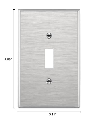 ENERLITES Toggle Light Switch Metal Wall Plate, Mid Size 1-Gang, Silver - color: Stainless Steel, size: Midsize