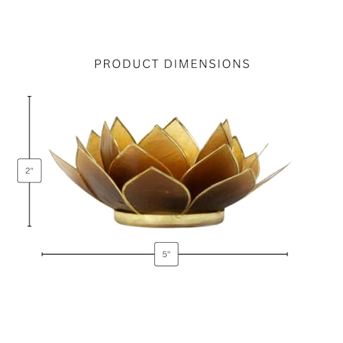 Gemstone Lotus Tealight Holder - Handcrafted Capiz Shell Design, Topaz - color: Topaz, size: Regular