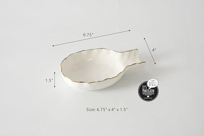 Pampa Bay Golden Salerno Titanium-Plated Porcelain Spoon Rest (White and Gold) - color: White and Gold